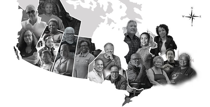 Portraits within a map of Canada — Black Threads